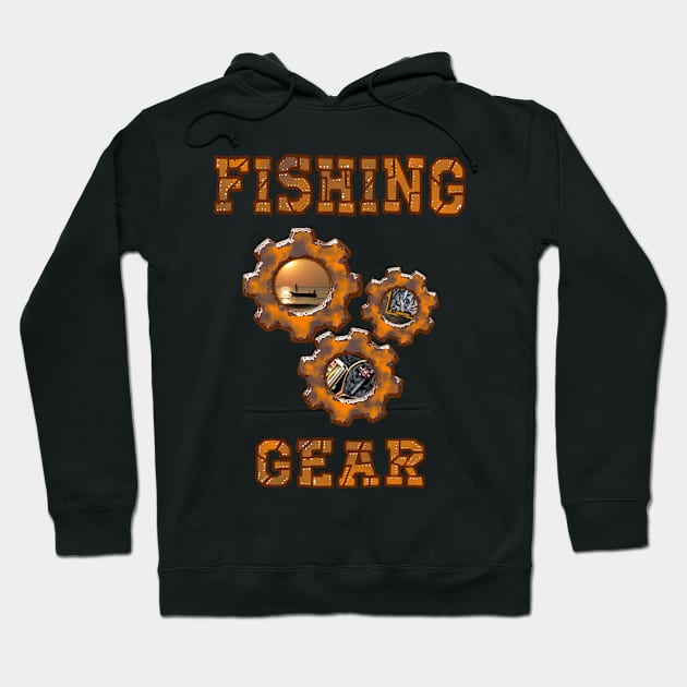 Retro Fishing Gear fishing lifestle gears Hoodie by Jakavonis